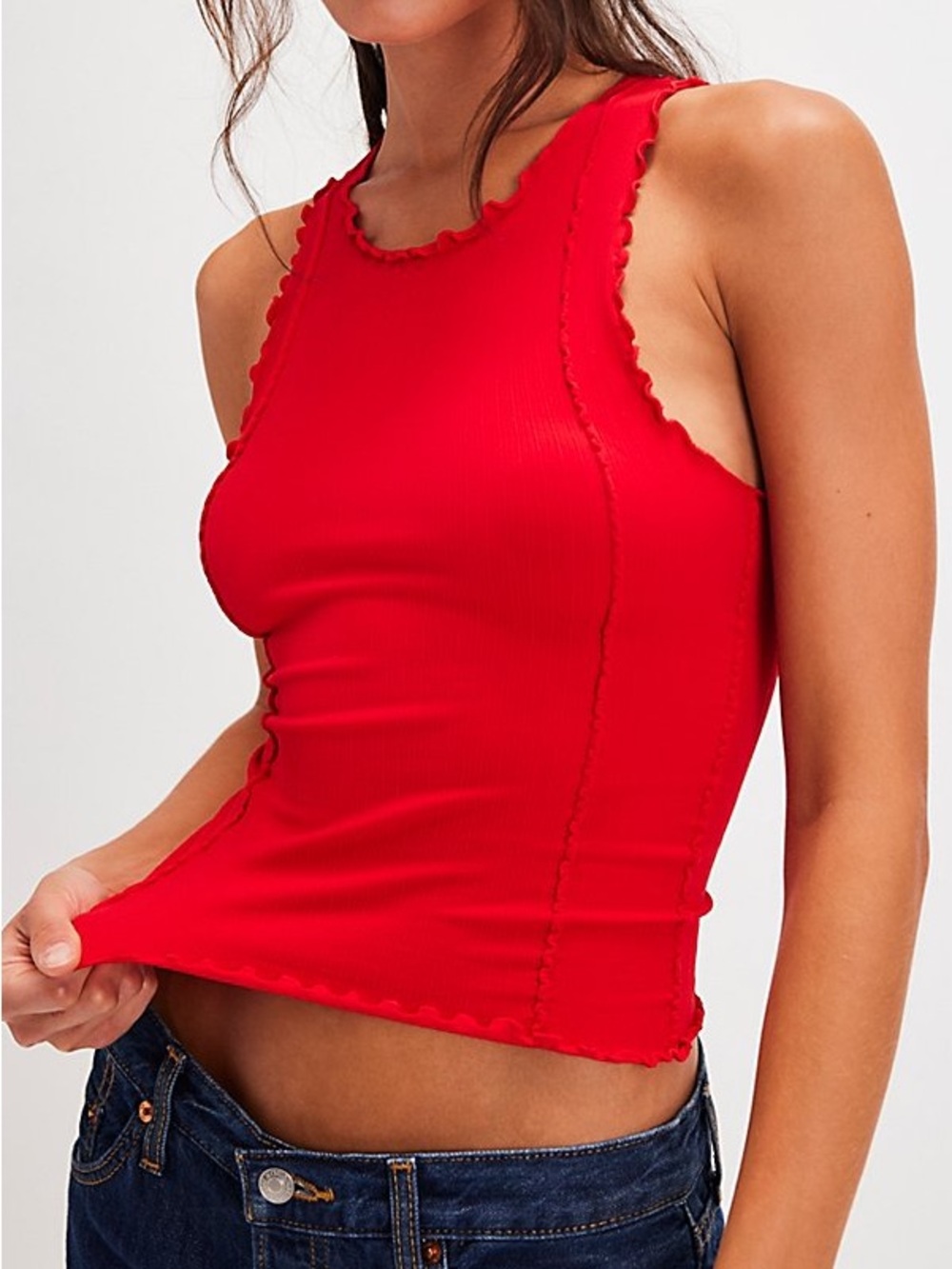 intimately Free People better This Way Red Ribbed Tank Top